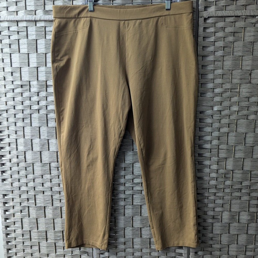 Susan Graver Weekend Pants Tan Stretch Pull On Sz XL Office Comfort Career